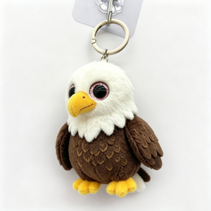 Llavero de peluche de águila calva marrón y blanca personalizado, amuleto para bolso de águila calva de ojos grandes, mini llavero de peluche de águila realista - Product Image 1