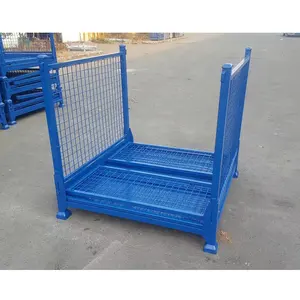Heavy Duty Galvanized Powder Coating Foldable Collapsible Wire Basket Stillage Cage Pallet Cage