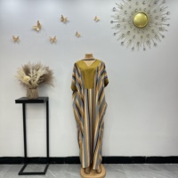 Vestido Kaftan Boubou Maxi de Gasa Estampado Antiarrugas Suave y Cómodo de Talla Grande para Mujer Africana, Estilo Casual de Verano 2026, para Club y Ropa Urbana