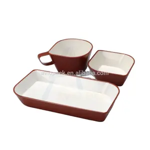 Durable airline plastic rotables two color tableware set