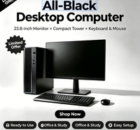 Complete HaiRuichuang Business Desktop Full Set 16GB RAM 512GB NVMe SSD 8L Mini Tower Host + 23.8'' Monitor Input Peripherals