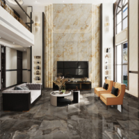 Dalles en pierre frittée marron Venise exotique 750*1500mm pour décoration murale de luxe KTV, bar, club, piscine extérieure
