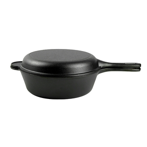 Ensemble de poêles Combo Cooker <span class=keywords><strong>en</strong></span> <span class=keywords><strong>fonte</strong></span>, comprenant une casserole à sauce couverte de 2 qt et une poêle à frire <span class=keywords><strong>en</strong></span> fer brut épaissi, faite à la main, de style ancien - Product Image 1