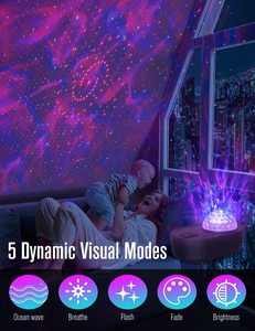 Proiettore a luce notturna a Led ricaricabile a forma di astronave proiettore Laser a onde luminose con telecomando - Product Image 6