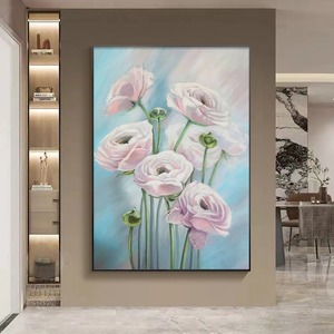 <span class=keywords><strong>Cuadros</strong></span> Hechos a Mano, Arte Floral Azul Moderno, Pintura <span class=keywords><strong>al</strong></span> Óleo <span class=keywords><strong>de</strong></span> Estilo Moderno Boho, Pinturas <span class=keywords><strong>al</strong></span> Óleo Abstractas 100% Pintadas a Mano para Decoración - Product Image 2