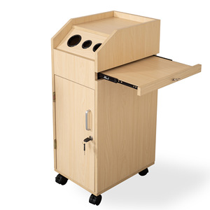 Chariot de rangement en bois Hongzi pour salon de coiffure, 4 niveaux, avec serrure à clé, armoire à outils mobile pour articles de soins personnels - Product Image 1