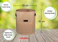 Maceta de tela de 4 galones, macetas de fieltro para cultivo de vegetales, bolsas para plantar patatas, bolsas de cultivo para plántulas de batata con ventana abatible