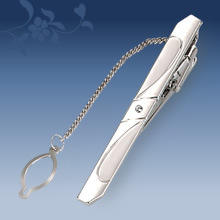 Pinces à cravate en argent de haute qualité hommes avec chaîne barrettes de mariage métal pour hommes accessoires - Product Image 4