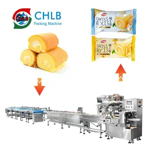 Cheap at the price full automatic egg roll chocolate cereal bar cookies packaging line biscuit feeder egg roll packing line