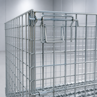 Conteneur en fil métallique pliable robuste 1200x1000x900mm, accès facile par chariot élévateur, cage à palettes empilable pour entrepôt