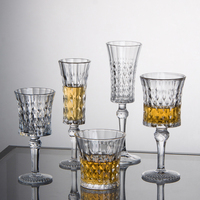 Flûtes à champagne en cristal, verres à eau, gobelets à vin rouge vintage avec motif diamant en relief, ensemble de verres pour événements de mariage
