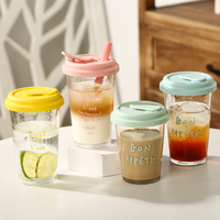 Nouveau Gobelet Moderne 2026 à Couvercle Rabattable, Portable pour Café et Boissons de Bureau, avec Paille Intégrée, en Verre, Idéal pour Offrir
