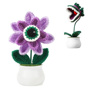 Novo Crochet Planta Em Vaso Flor Carnívora Criativa Planta Em Vaso, Decoração De Flor De Globo De Olhos Divertido - Product Image 1