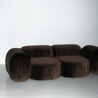 Canapé modulaire d'angle trois places en velours style Mid-Century, éponge écologique, flanelle, pour appartement, hôtel, villa, salon