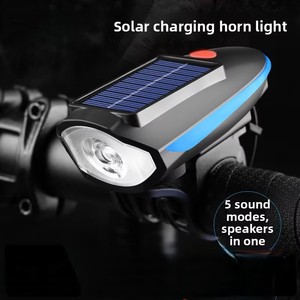 Lumière de <span class=keywords><strong>vélo</strong></span> solaire ABS, <span class=keywords><strong>klaxon</strong></span> 120 dB, phare de <span class=keywords><strong>vélo</strong></span> LED rechargeable, étanche IPX4, haute visibilité, sécurité pour la conduite nocturne - Product Image 2