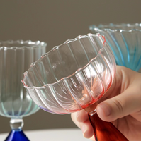 Gobelet à glace en verre borosilicate de haute qualité au design unique et créatif, rayures dégradées, fait main, capacité de 300 ml, blanc, luxe, pour boissons et desserts