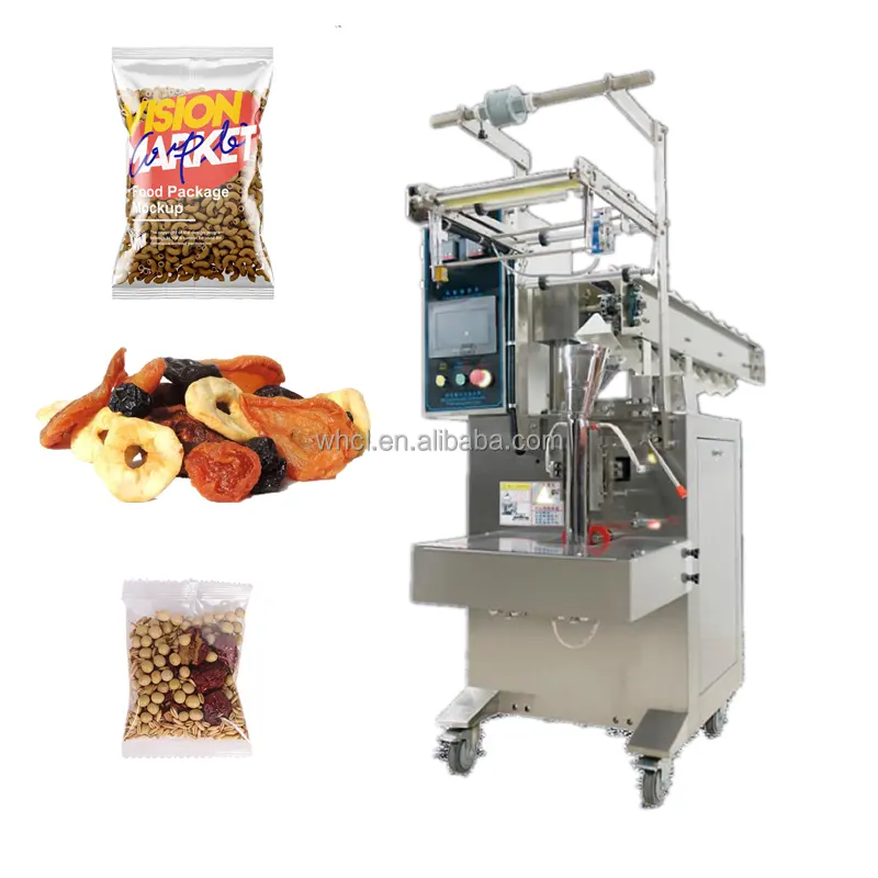 Multi-Functional Cube Spare Parts Granules Manual Feeding Chain Tray Sachet Bag Filling Packaging Machine with Conveyor