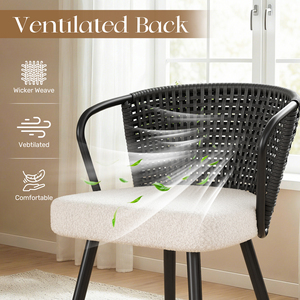 Chaise de salle à manger moderne avec coussin en polaire Teddy, fauteuil ergonomique pour la maison, le bureau et l'appartement - Product Image 3