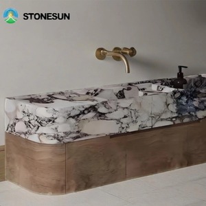 Stonesun Luxury Italy calacata Violet trắng đá cẩm thạch bảng Top thấp plinth Bàn cà phê đá cẩm thạch calacatta Viola bảng - Product Image 3