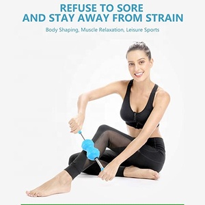 Rodillo de palo de masaje de gran oferta con bolas dobles cuerpo Yoga gimnasio hogar masajeador muscular rodillo palo - Product Image 5