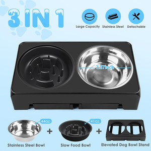 Bols pour chiens de luxe surélevés, réglables sur 4 hauteurs, avec support surélevé, bol à alimentation lente, imperméable, pour chiens de petite/moyenne/grande taille - Product Image 2