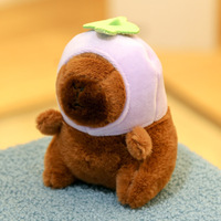 Porte-clés en peluche Capybara 12 cm, pendentif animal mignon en peluche avec chapeau amovible, décoration de sac, poupée en peluche, cadeau pour enfants