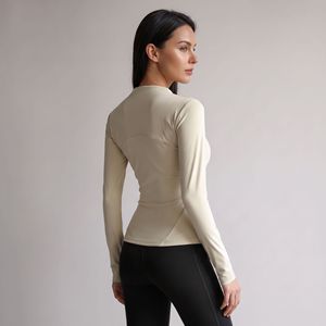 Chaqueta de Yoga de Manga Larga Ajustada para Mujer, de Primera Calidad, con Cierre, Color Sólido, para Correr y Hacer Ejercicio en el Gimnasio - Product Image 3