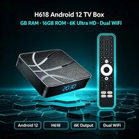 Boîtier TV Android 12 H618, 2 Go de RAM, 16 Go de ROM, 6K Ultra HD, double bande 2,4G 5G WiFi, lecteur multimédia intelligent