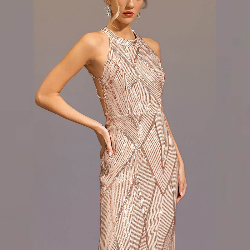 white christmas dresses Rose Gold Sequin Party Dress – Haute Glam Boutique main image 0