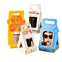 Boîte d'emballage pour café en carton blanc avec logo personnalisé, fenêtre transparente, porte-gobelet, boîte de transport pour boissons à emporter, emballage en vrac