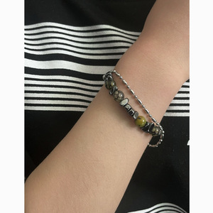 Thời trang hạt của vết nứt và Hematit đá tự nhiên thép không gỉ cực Chuỗi Vòng Đeo tay quyến rũ phụ nữ người đàn ông Quà Tặng stb060 - Product Image 3