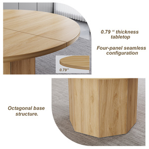 <span class=keywords><strong>Tavolo</strong></span> <span class=keywords><strong>da</strong></span> <span class=keywords><strong>Pranzo</strong></span> Rotondo in <span class=keywords><strong>Legno</strong></span> con Base Ottagonale, Stile Moderno per Cucina e <span class=keywords><strong>Sala</strong></span> <span class=keywords><strong>da</strong></span> <span class=keywords><strong>Pranzo</strong></span>, 47 Pollici, 4 Posti, Robusto - Product Image 3