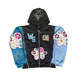 Nouveauté, sweat à capuche à trois fermetures éclair, logo personnalisé, streetwear, broderie de haute qualité, matière lourde - Product Image 1