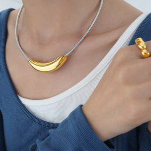 สร้อยคอสแตนเลสสตีลกันน้ำสำหรับผู้หญิงสร้อยคอโชคเกอร์ทรงเรขาคณิตขัดเงาสูง <span class=keywords><strong>P1604</strong></span>ของขวัญเครื่องประดับ - Product Image 4