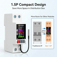 Protecteur de surtension/sous-tension intelligent WiFi 1,5P 27mm Tuya avec protection contre les fuites, compteur d'énergie, interrupteur de surveillance de puissance réglable 63A CE