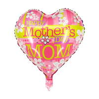 Ballon en aluminium promotionnel pas cher Happy Mother's Day 18 pouces en forme de coeur Love Mom Decoration Aluminum Film Ballon