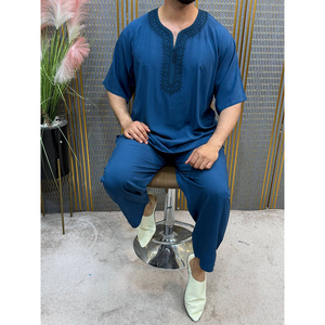 Handmade Moroccan Short Sleeve Jabador For <b>Men</b> Traditional Islamic Lounge Casual Ethnic <b>Thobe</b> Wear - Product Image 3
