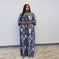 Nouvelle Robe Abaya Ample et Exquise d'Été 2026 avec Foulard Imprimé, Broderie Africaine, Style Moyen-Oriental et Nigérian, Robe Boubou