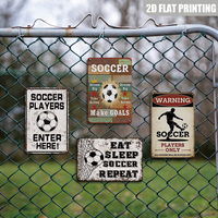 Letrero Metálico Plano de Fútbol con Impresión 2D, Decoración de Pared con Eslogan Divertido para Gimnasio, Patio Trasero o Sala Deportiva