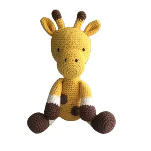 Hand Knit Cotton Yarn Crochet Giraffe Amigurumi Crochet Stuffed Animals Safety Eyes Crochet Giraffe Doll