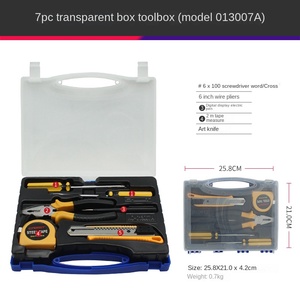 Juego <span class=keywords><strong>de</strong></span> <span class=keywords><strong>caja</strong></span> <span class=keywords><strong>de</strong></span> <span class=keywords><strong>herramientas</strong></span> <span class=keywords><strong>de</strong></span> hardware <span class=keywords><strong>de</strong></span> <span class=keywords><strong>caja</strong></span> transparente <span class=keywords><strong>de</strong></span> acero al carbono rojo <span class=keywords><strong>de</strong></span> 7 piezas con garantía <span class=keywords><strong>de</strong></span> 3 años-Promoción publicitaria <span class=keywords><strong>de</strong></span> regalo <span class=keywords><strong>de</strong></span> seguro bancario - Product Image 2