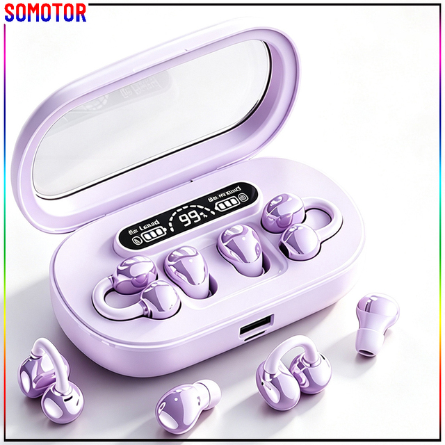 New 2-in-1 Ear-clip Wireless for 6.0 Headphones Life Waterproof High-quality Sound Call Noise Cancellation Sporty Design