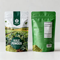 Sachet refermable personnalisé en matériau recyclé GRS à 30 % avec trou de suspension, emballage alimentaire de qualité alimentaire, pour poudre de chou frisé biologique