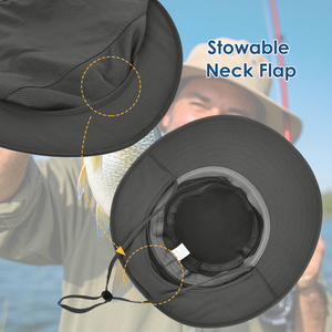 Chapeau de soleil pliable UPF50 + pour hommes et femmes avec rabat de cou pliable et large bord Bucket Safari Cap pour la <span class=keywords><strong>randonnée</strong></span>, le jardinage et la pêche - Product Image 3