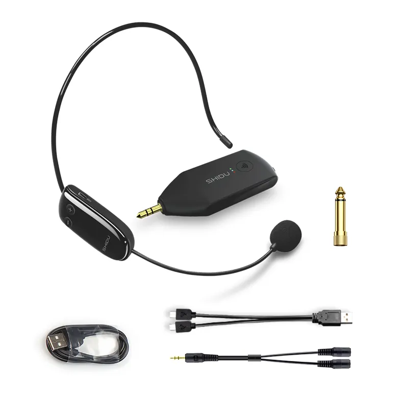 Shidu trasmettitore e ricevitore UHF microfono Cordless cuffie Podcast registrazione microfono Wireless per altoparlante amplificatore