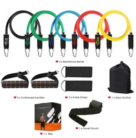 Nuevo estilo, logotipo personalizado, Fitness, 100-150Lbs, 11 piezas, juego de bandas de resistencia para ejercicio, bandas elásticas de látex para ejercicio