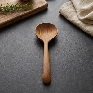 Cuillère de cuisine artisanale en bois naturel |   Ustensile de cuisine durable et écologique |   Cadeaux promotionnels à long manche au design classique pour la maison - Product Image 2