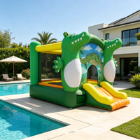 Château Gonflable Crocodile Oxford avec Double Toboggan pour Enfants, Idéal pour Événements en Extérieur (Vente en Gros)