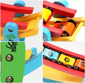 Bằng gỗ xe đoạn đường nối Racer đồ chơi, đua theo dõi xe trò chơi với 4 tay đua nhỏ, <span class=keywords><strong>Tabletop</strong></span> Montessori đồ chơi cho trẻ em trai cô gái Quà Tặng - Product Image 5