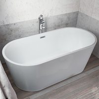 Baignoire autoportante ovale en acrylique blanc de luxe moderne avec fonction massage (bain à remous à air) et commande informatique, portable pour intérieur